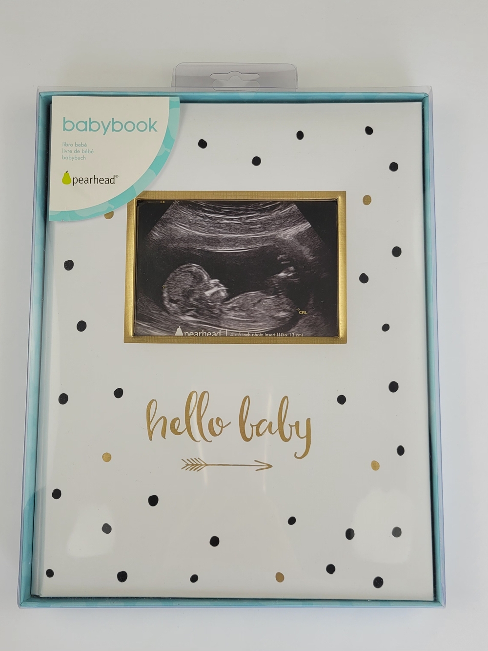pearhead babybook Hello Baby Book Blue & White Like New